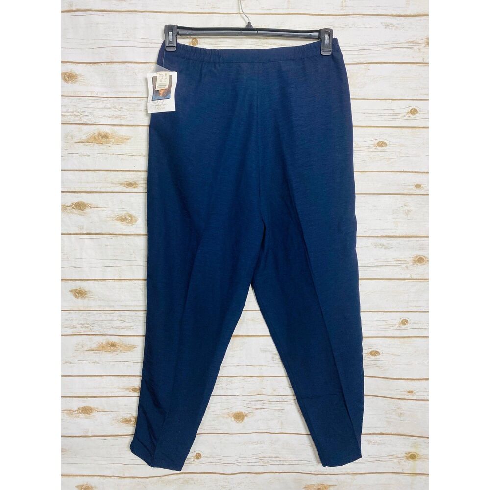 Jaclyn Smith Women Navy Blue Textured Elastic Waist Pants‎ NWT Plus Size 20